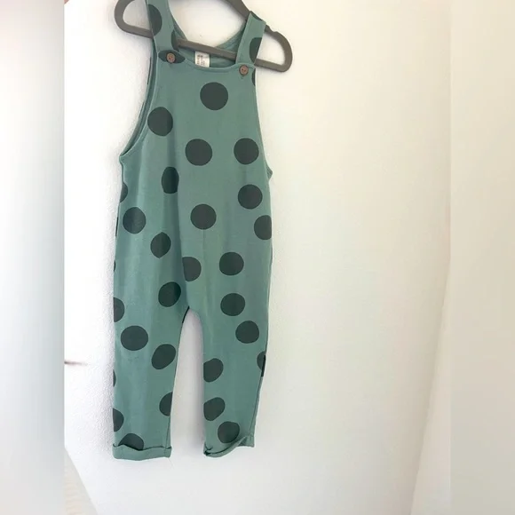 NWT H&M Kids Teal Overalls with Black Dots 2T - Picture 4 of 6